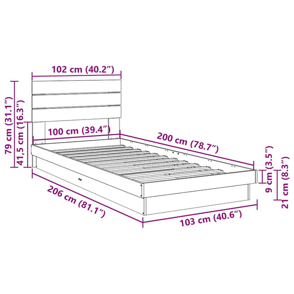 Massivholzbett Eiche 100x200 cm ohne Matratze