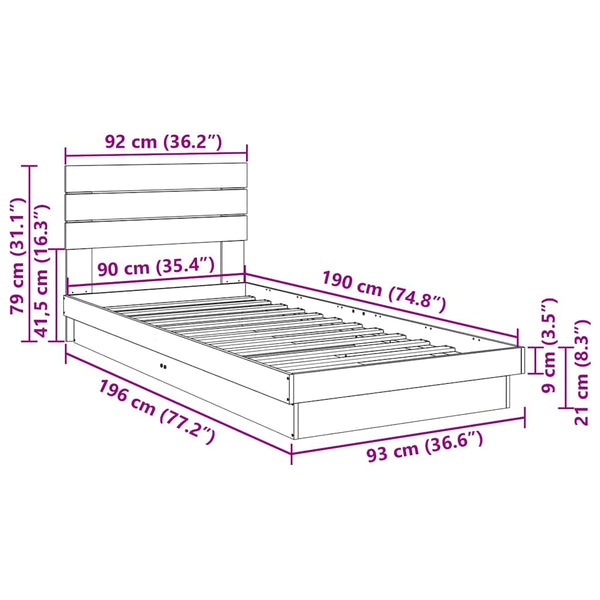 Massivholzbett Eiche 90x190 cm ohne Matratze
