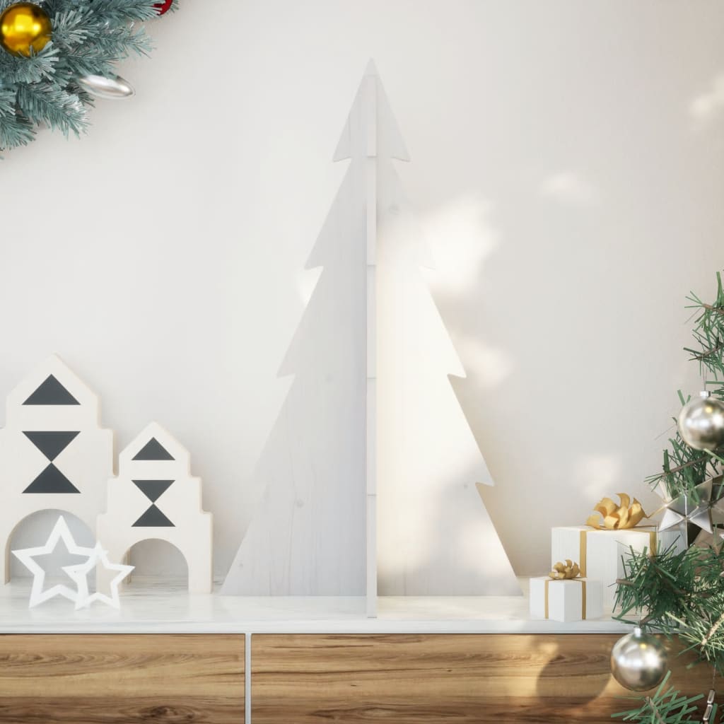 vidaXL Sapin de Noël à décorer Blanc 80 cm Bois de pin massif