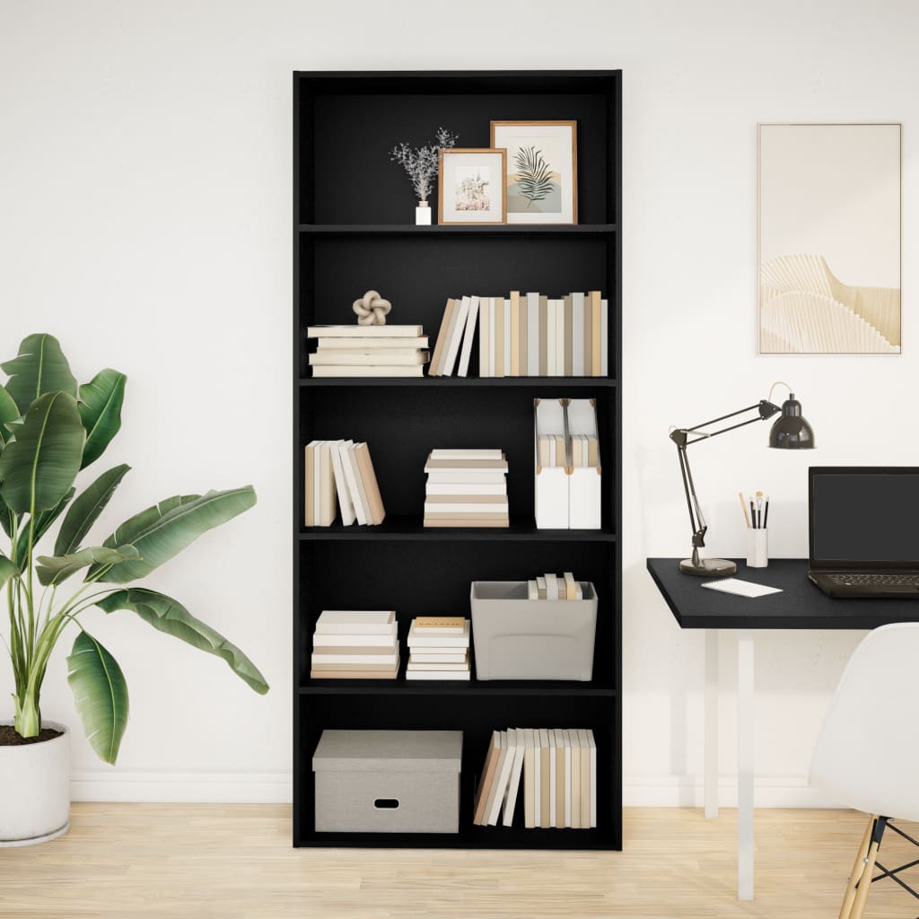 Schwarzes Bücherregal 80x30x189 cm