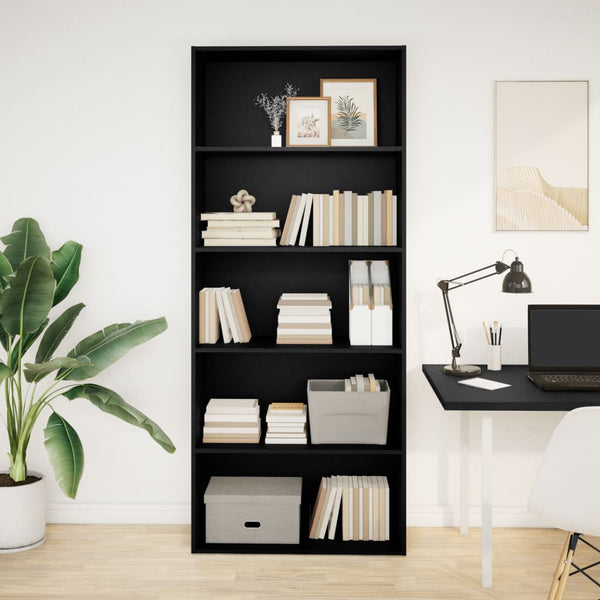 Schwarzes Bücherregal 80x30x189 cm