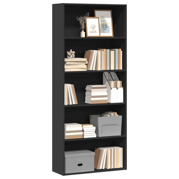 Schwarzes Bücherregal 80x30x189 cm