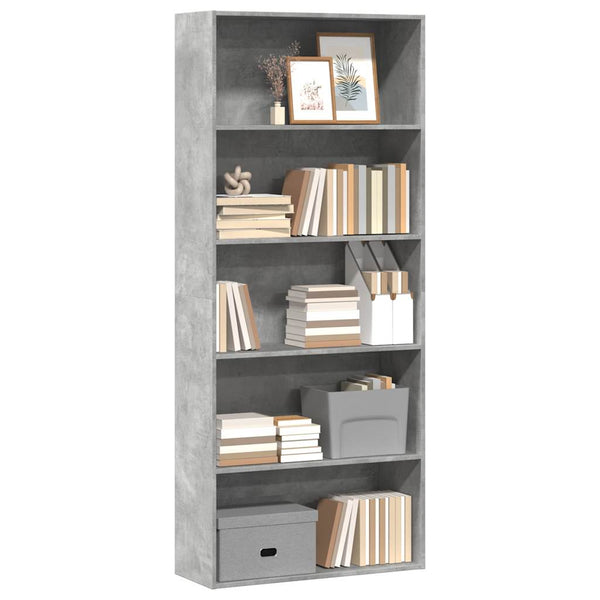 Betongraues Bücherregal, 80x189 cm