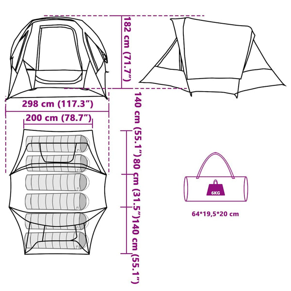 vidaXL Tente familiale pour 6 personnes verte et imperméable