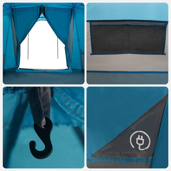 Familienzelt mit Dach, Blau/Grau, 721 cm