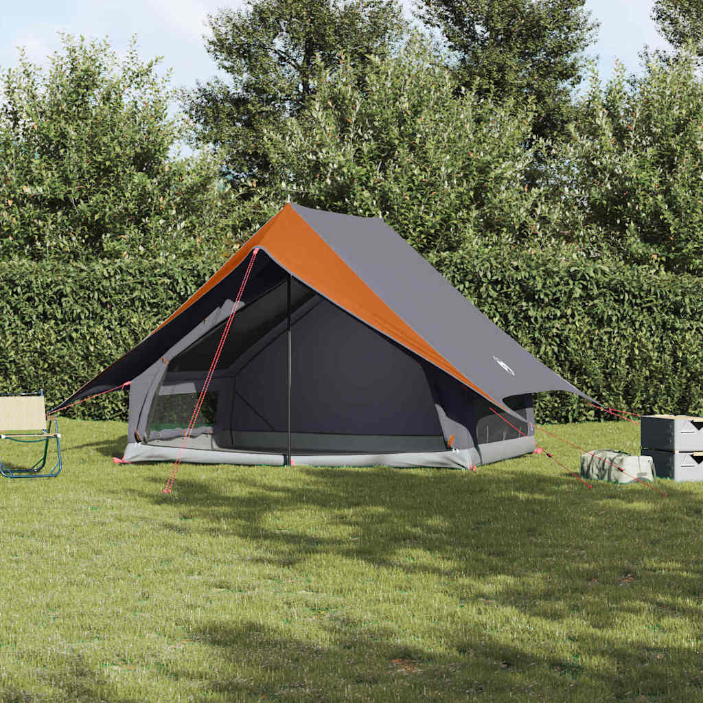 Familienzelt mit Dach, Grau/Orange, 256cm