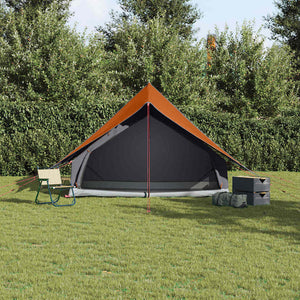 Familienzelt mit Dach, Grau/Orange, 256cm