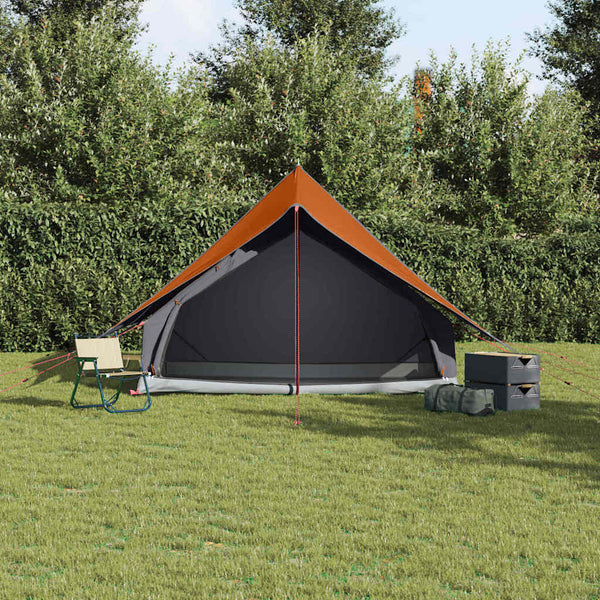 Familienzelt mit Dach, Grau/Orange, 256cm