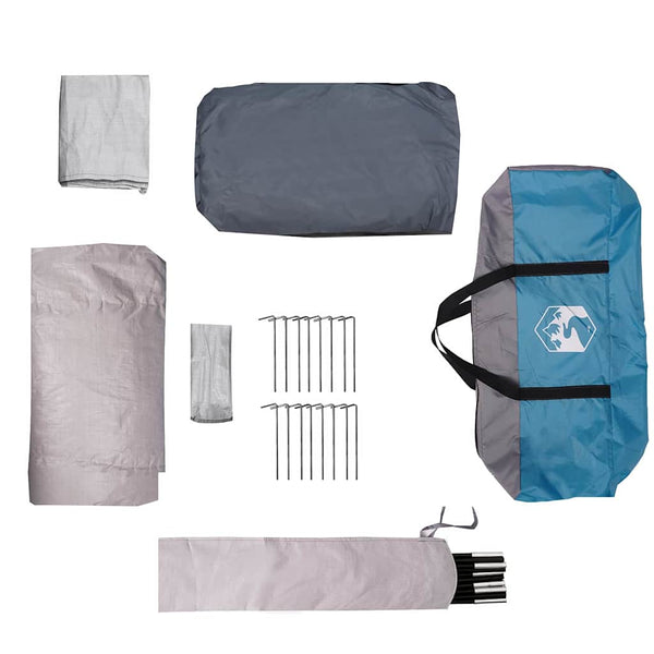 Familienzelt mit Dach, Blau/Grau, 435cm