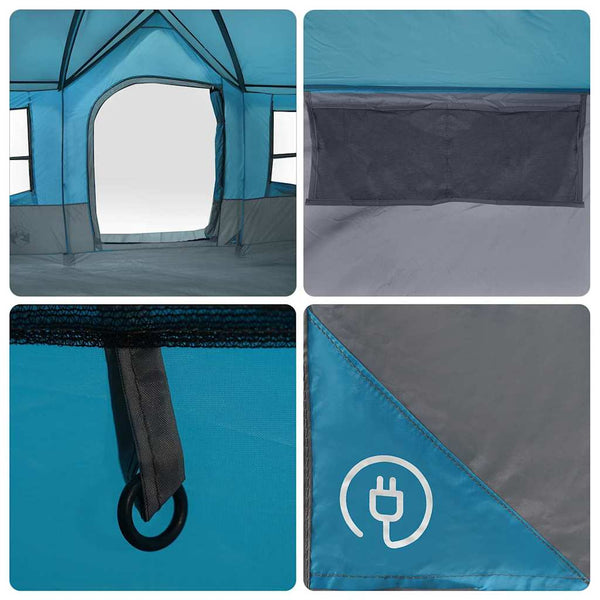 Familienzelt mit Dach, Blau/Grau, 622cm