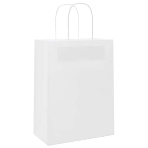 Weiße Papiertragetaschen mit Henkeln, 50 Stk.