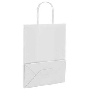 Weiße Papiertragetaschen mit Henkeln, 50 Stk.