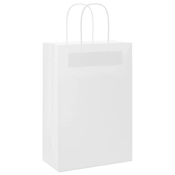 Weiße Papiertragetaschen mit Griff, 50 Stk. 21x11x31 cm