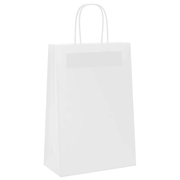 Weiße Papiertragetaschen mit Griff, 50 Stk. 21x11x31 cm
