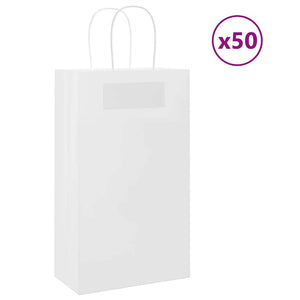 Weiße Papiertragetaschen mit Henkeln, 50 Stk.