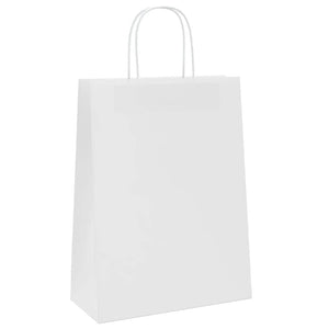 Weiße Papiertragetaschen mit Henkeln, 50 Stk.