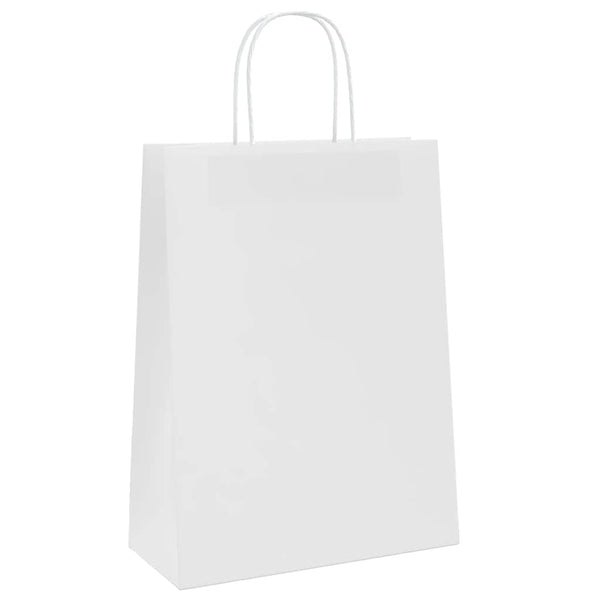 Weiße Papiertragetaschen mit Henkeln, 50 Stk.