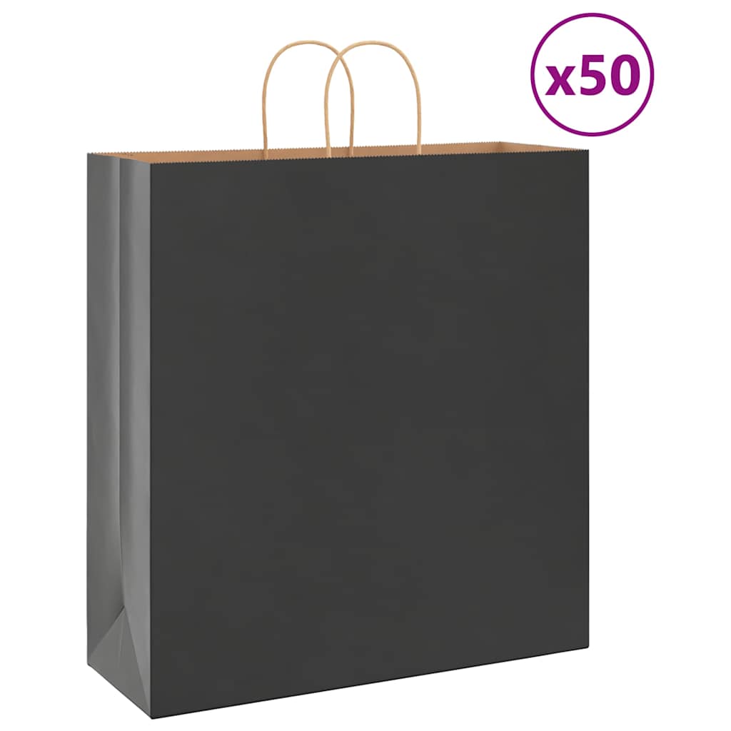 Schwarze Papiertragetaschen mit Henkeln, 50 Stk. 45x17x48 cm
