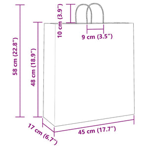 Schwarze Papiertragetaschen mit Henkeln, 50 Stk. 45x17x48 cm