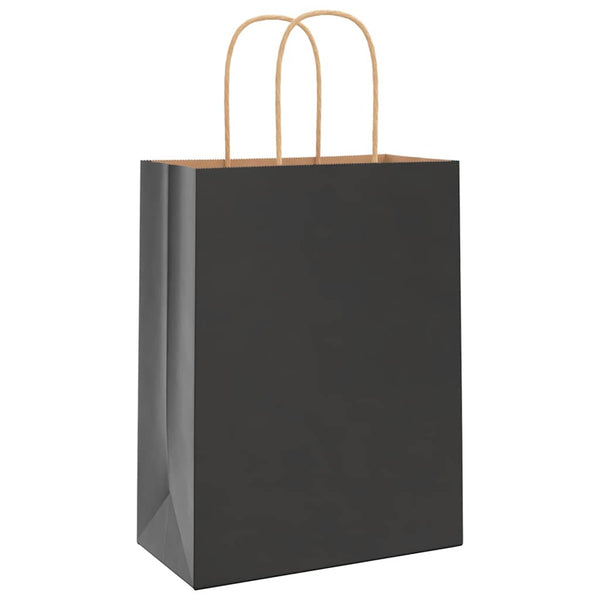 Schwarze Papiertragetaschen mit Henkel, 21x11x28 cm, 250 Stk.
