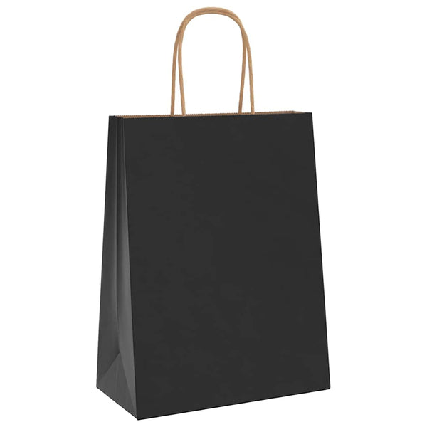 Schwarze Papiertragetaschen mit Henkel, 21x11x28 cm, 250 Stk.