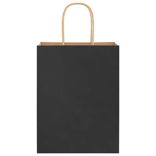 Schwarze Papiertragetaschen mit Henkel, 21x11x28 cm, 250 Stk.