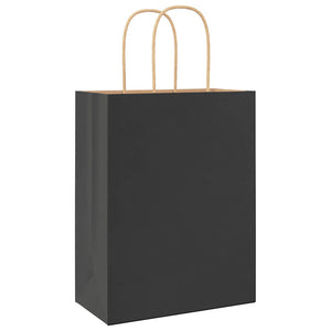 Schwarze Papiertragetaschen mit Henkel, 21x11x28 cm, 250 Stk.
