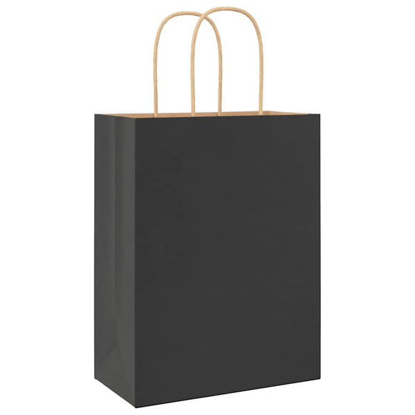 Schwarze Papiertragetaschen mit Henkel, 21x11x28 cm, 250 Stk.