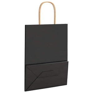 Schwarze Papiertragetaschen mit Henkel, 21x11x28 cm, 250 Stk.