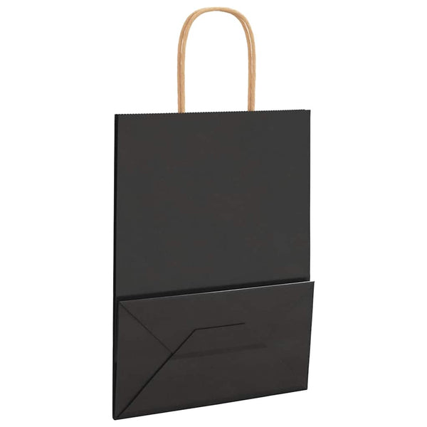 Schwarze Papiertragetaschen mit Henkel, 21x11x28 cm, 250 Stk.