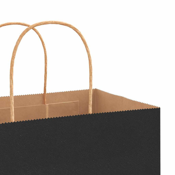 Schwarze Papiertragetaschen mit Henkel, 21x11x28 cm, 250 Stk.