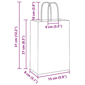 Rosa Papiertragetaschen mit Henkel, 50 Stk. 15x8x21cm