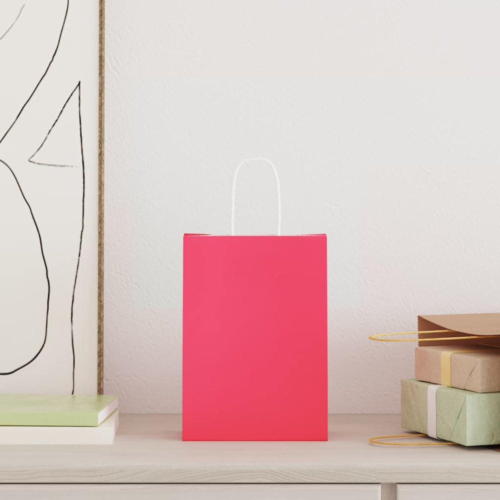 Rosa Papiertragetaschen mit Henkel, 50 Stk. 15x8x21cm