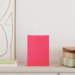 Rosa Papiertragetaschen mit Henkel, 50 Stk. 15x8x21cm