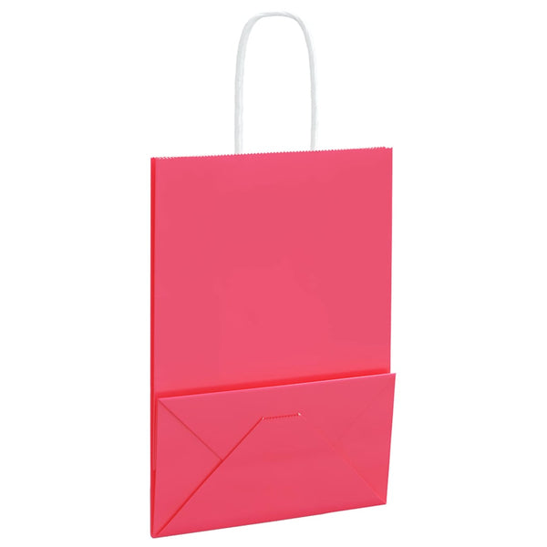 Rosa Papiertragetaschen mit Henkel, 50 Stk. 15x8x21cm