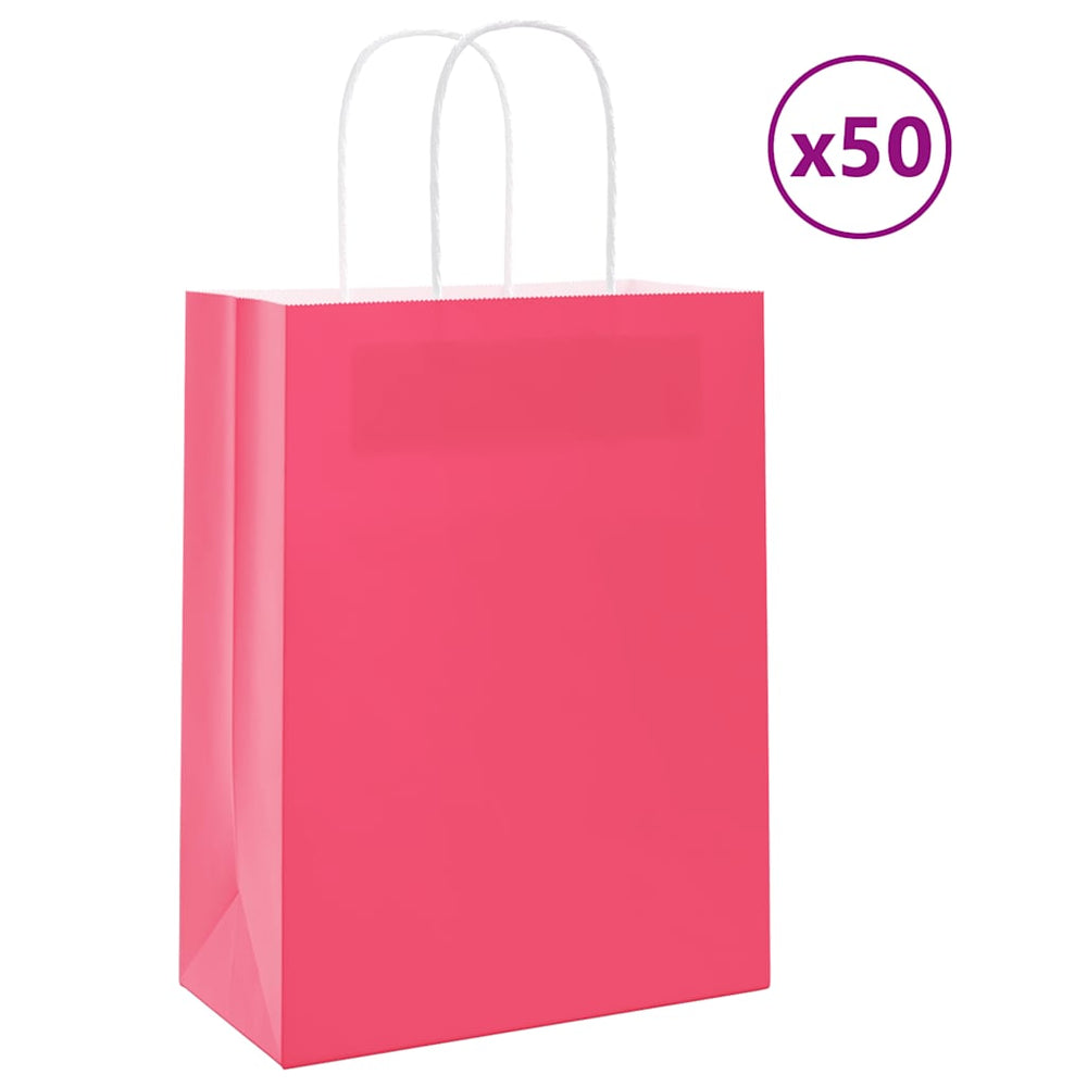 Papiertragetaschen Rosa mit Henkel, 50 Stk.