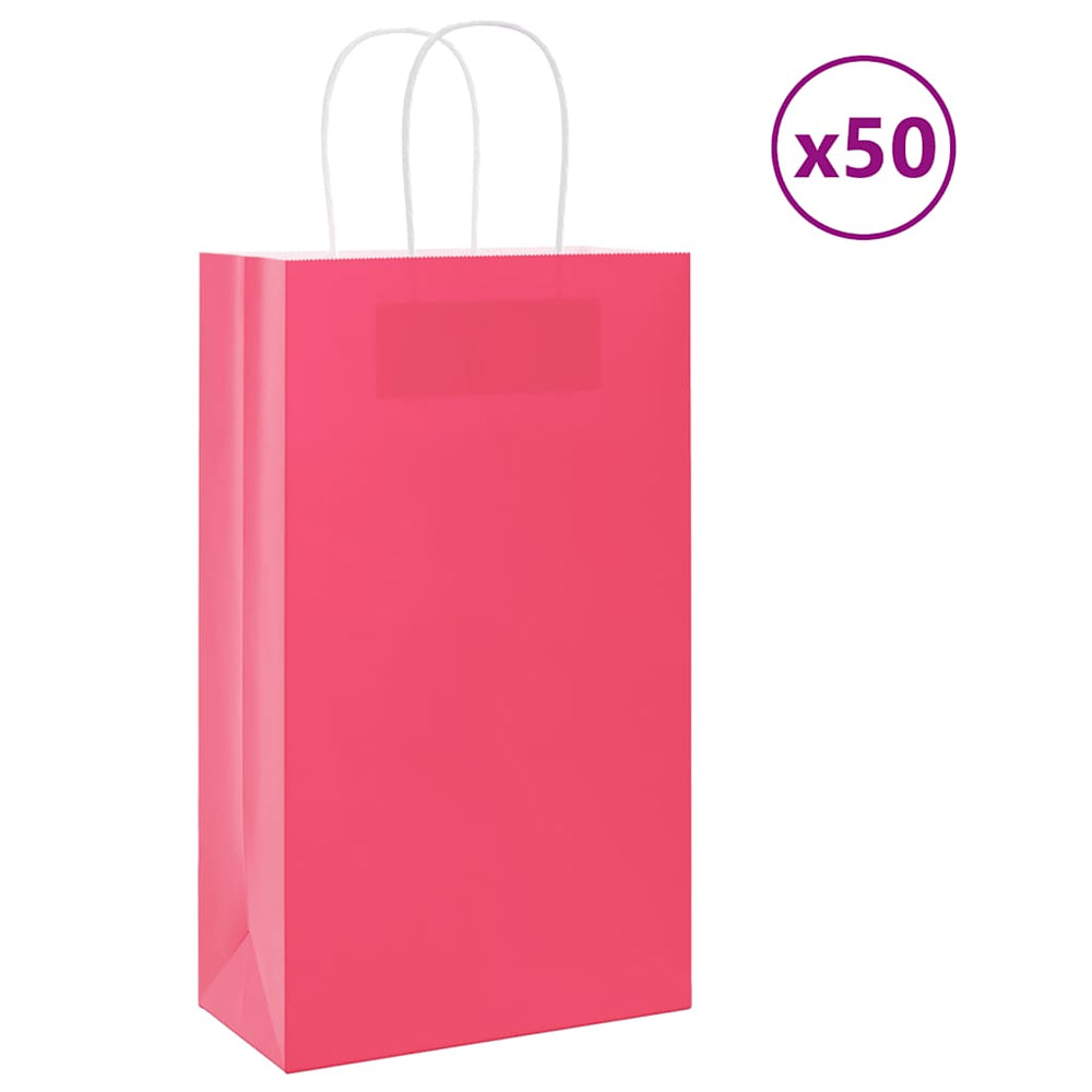Rosa Papiertragetaschen mit Henkel, 50 Stk.