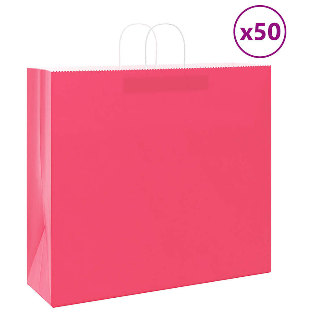 Rosa Papiertragetaschen mit Henkel, 50 Stk.