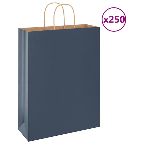 Blaue Papiertragetaschen mit Henkel, 250 Stk.