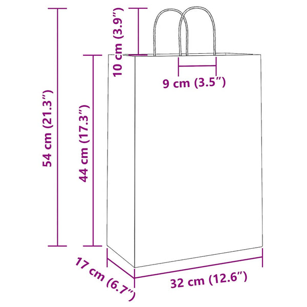 Blaue Papiertragetaschen mit Henkel, 250 Stk. 32x17x44 cm