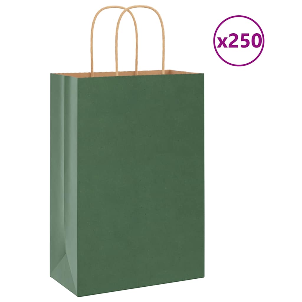 Grüne Papiertragetaschen mit Henkel 21x11x31cm, 250 Stk.