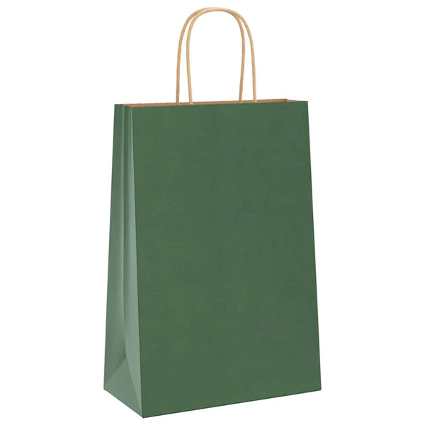 Grüne Papiertragetaschen mit Henkel 21x11x31cm, 250 Stk.