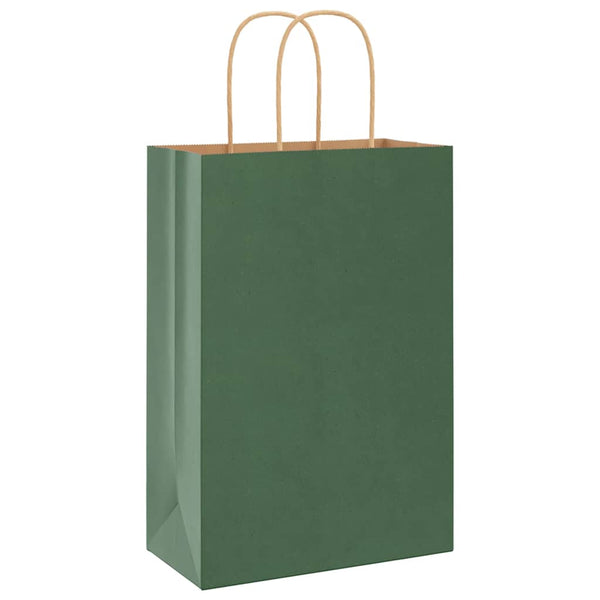 Grüne Papiertragetaschen mit Henkel 21x11x31cm, 250 Stk.