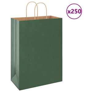 Grüne Papiertragetaschen mit Henkeln, 250 Stk. 32x17x44 cm
