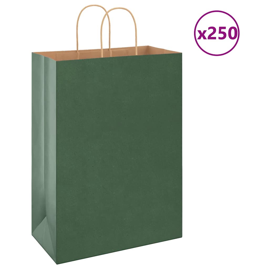 Grüne Papiertragetaschen mit Henkeln, 250 Stk. 32x17x44 cm