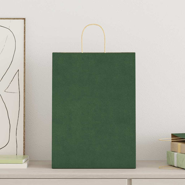 Grüne Papiertragetaschen mit Henkeln, 250 Stk. 32x17x44 cm