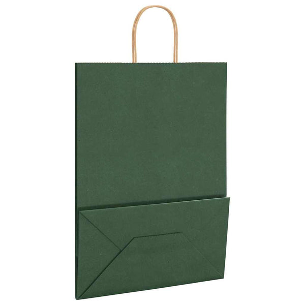 Grüne Papiertragetaschen mit Henkeln, 250 Stk. 32x17x44 cm