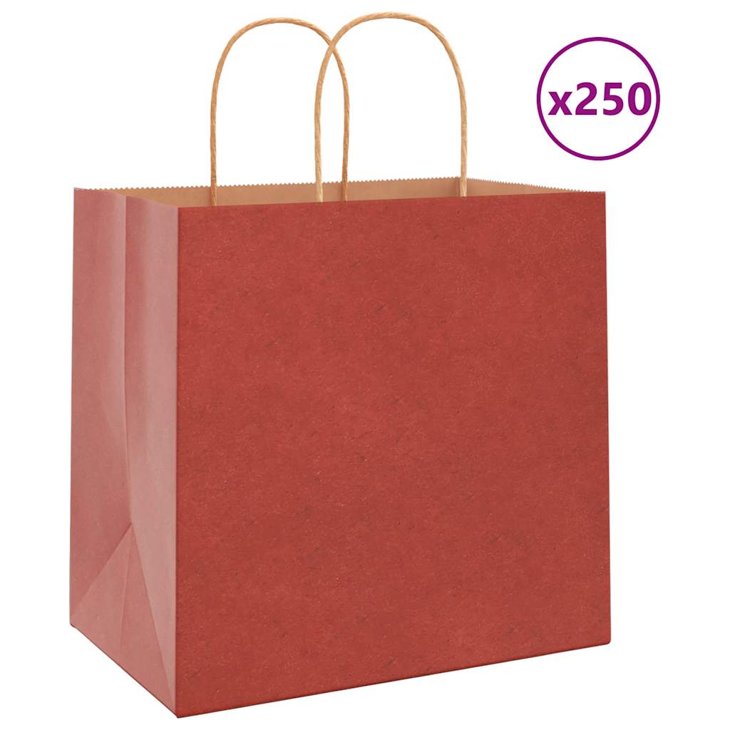 Rote Papiertragetaschen mit Henkel 26x17x25 cm, 250 Stk.