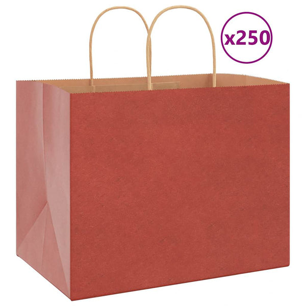Rote Papiertragetaschen mit Henkel, 250 Stk. 32x22x24 cm