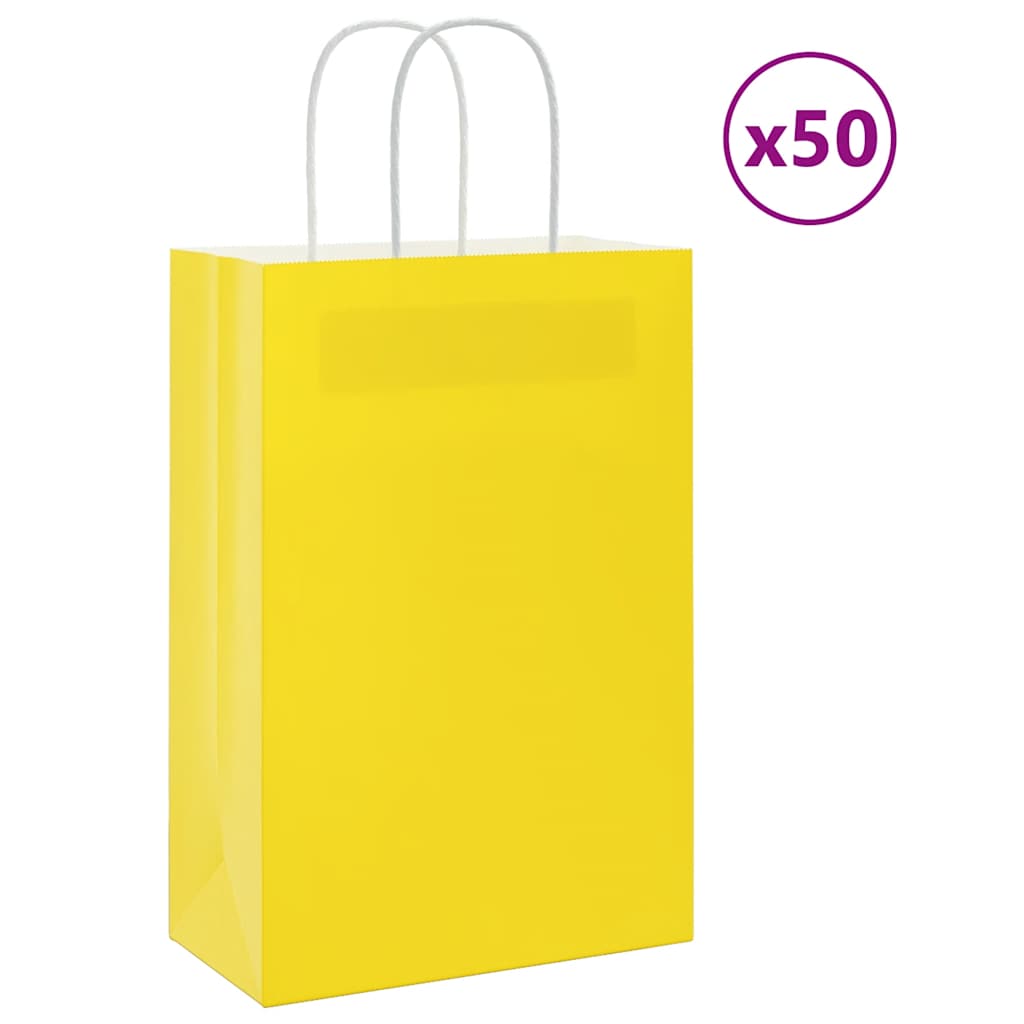 Gelbe Papiertragetaschen mit Henkel, 50 Stk.